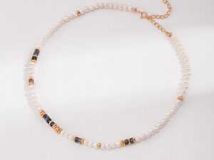 Pearl & Black Gemstone Necklace