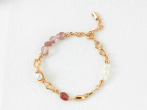 Pearl and Strawberry Quartz Bracelet