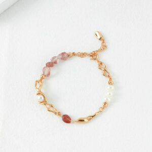 Pearl and Strawberry Quartz Bracelet