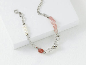 Pearl and Strawberry Quartz Bracelet