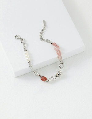 Pearl and Strawberry Quartz Bracelet